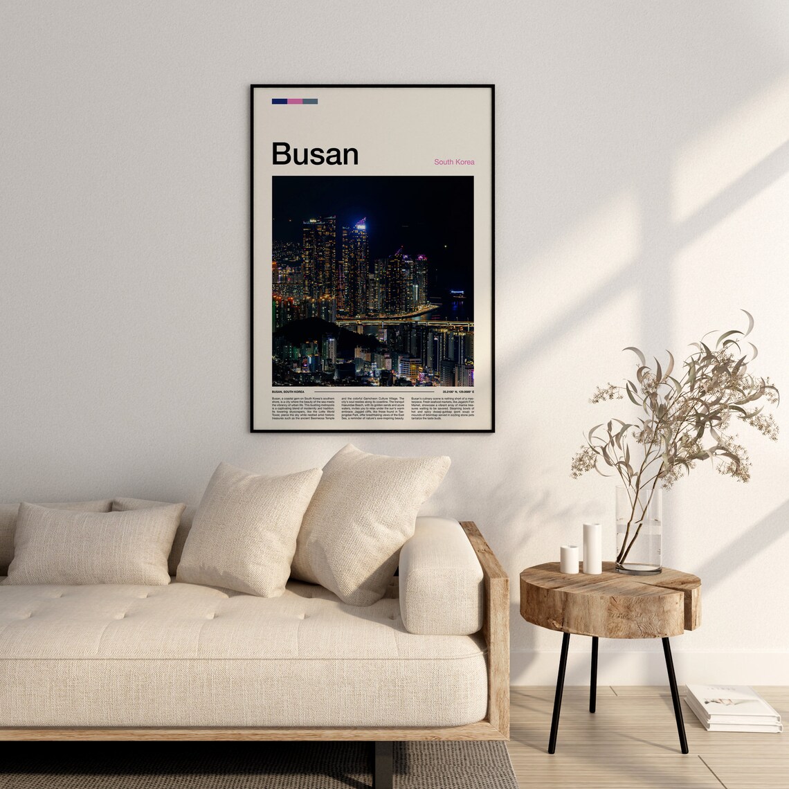 Busan South Korea Night Skyline City Lights Travel Photo Poster - Image 3