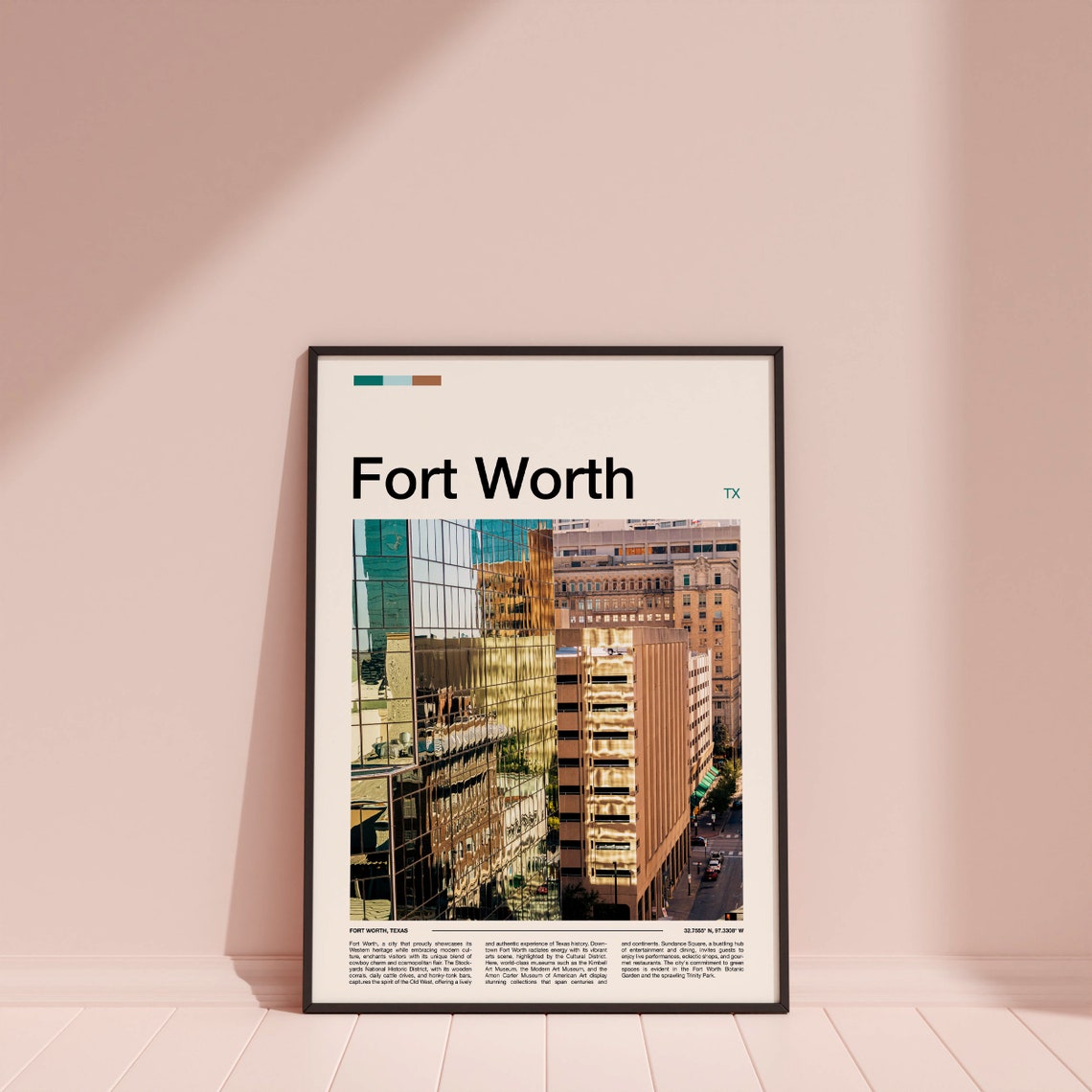 Fort Worth Texas Downtown Glass Skyscraper Reflection Travel Poster - Image 4