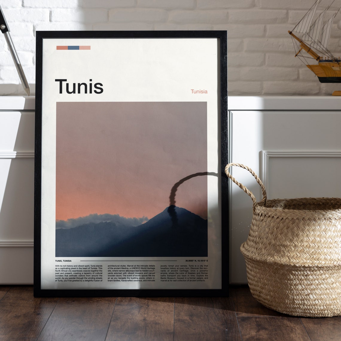 Tunis Tunisia Sunset Mountain Silhouette Scenic Photography Poster - Image 5