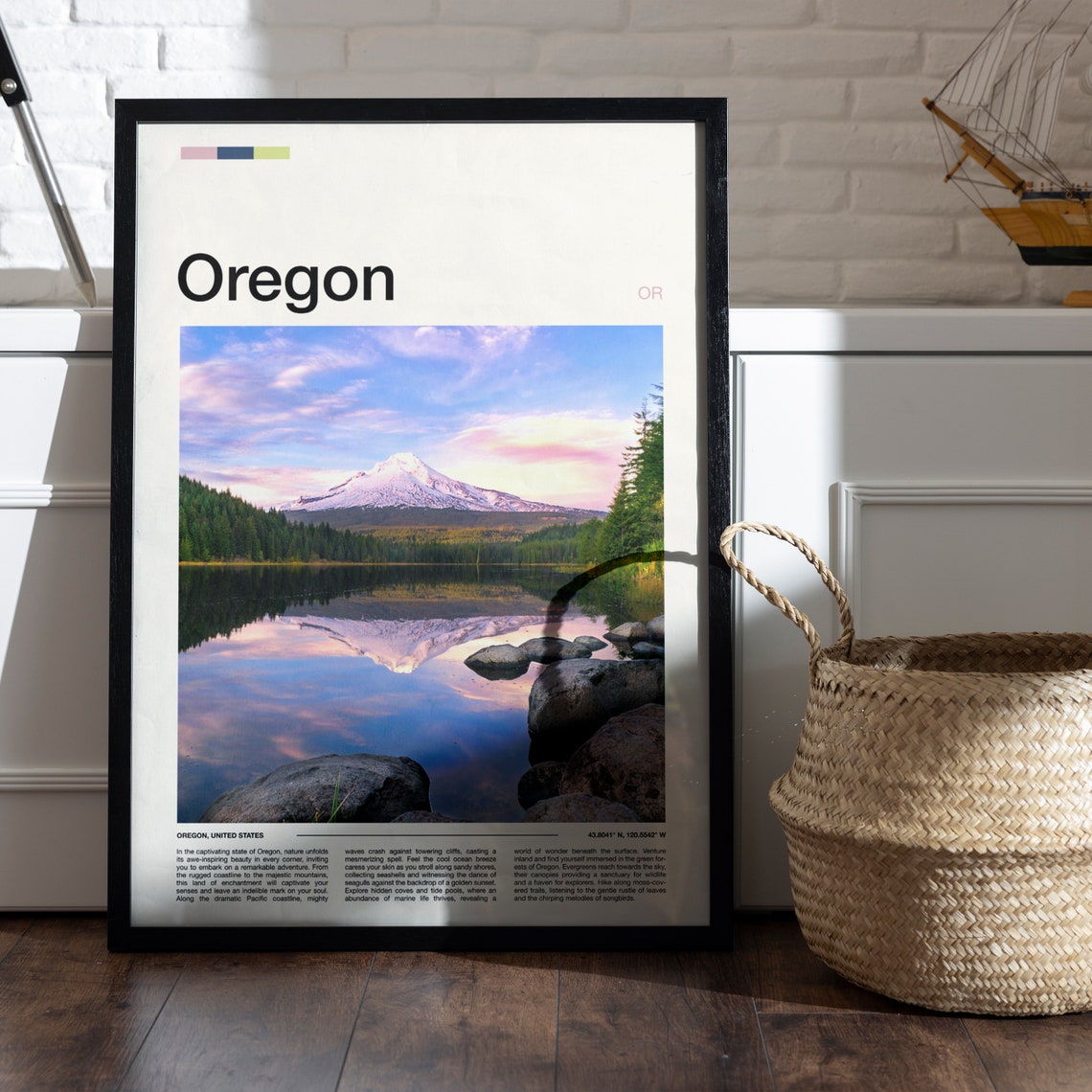Oregon Snowcapped Mountain Lake Reflection Photography Poster - Image 5
