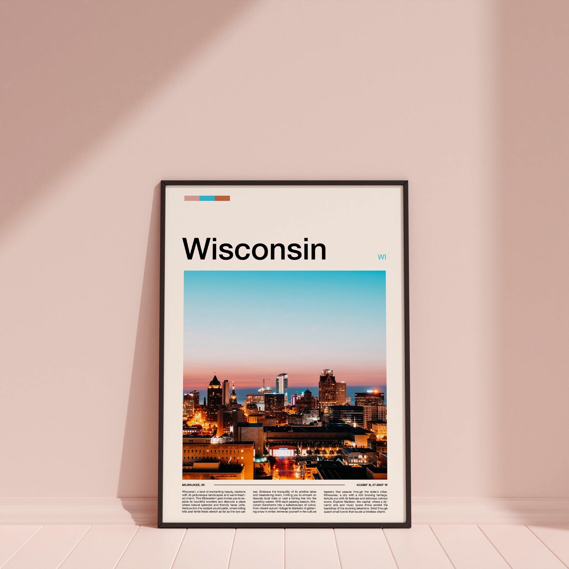Wisconsin Milwaukee Skyline Dusk City Lights Photography Poster - Image 4