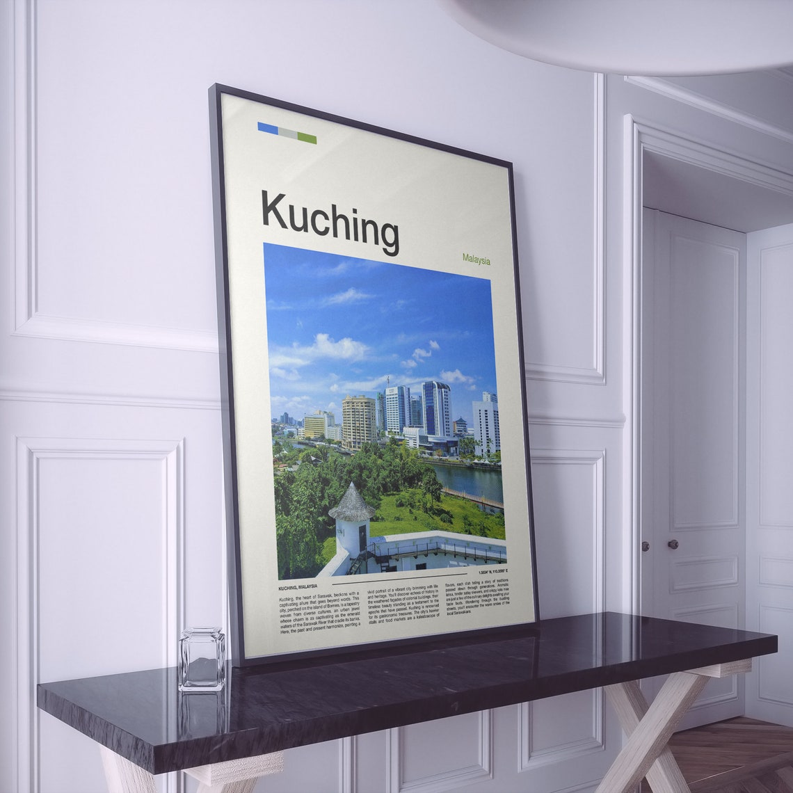 Kuching Malaysia City Skyline And Sarawak River Travel Poster - Image 2