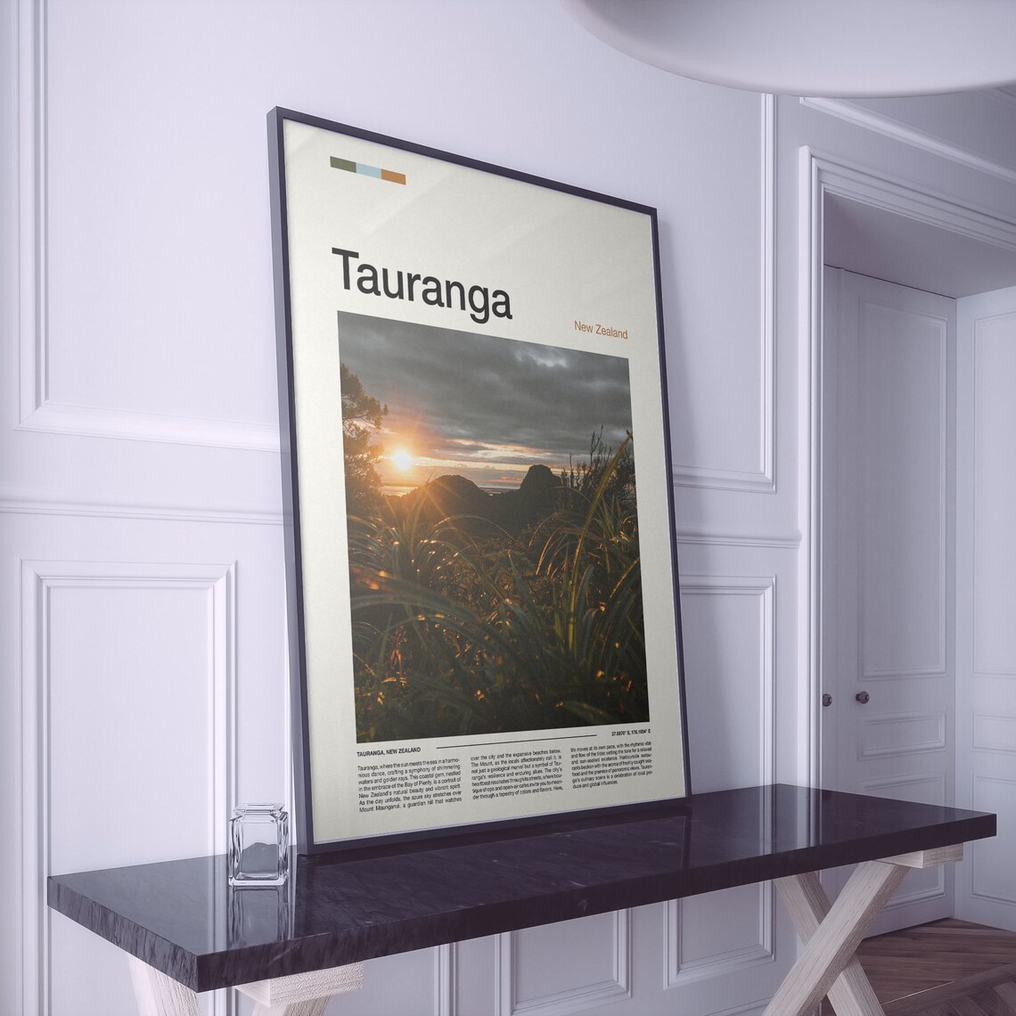 Tauranga New Zealand Golden Sunset Grassland View Photo Poster - Image 2