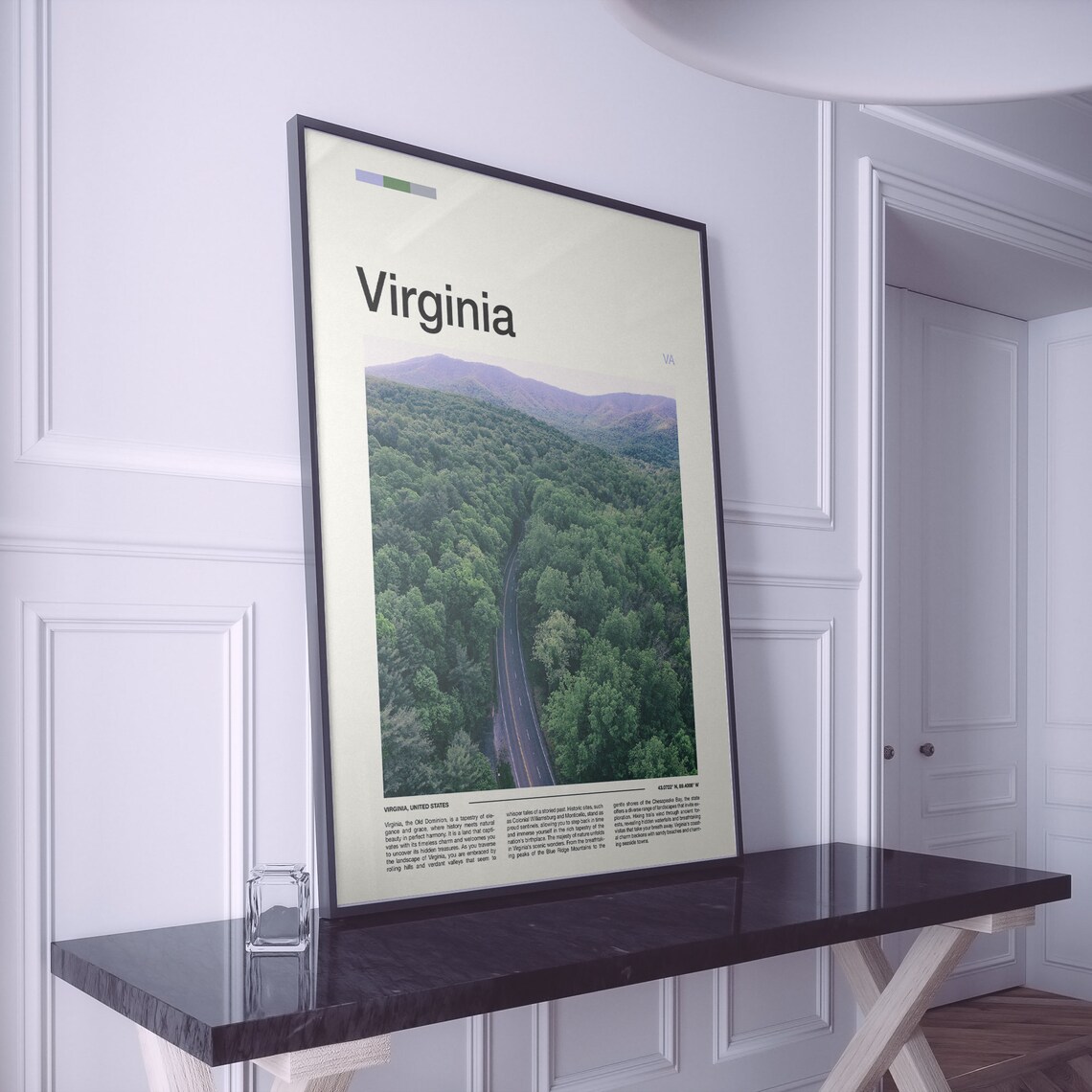 Virginia Blue Ridge Forest Road Aerial View Minimal Travel Poster - Image 2