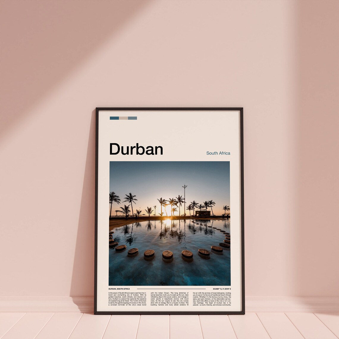 Durban South Africa Sunset Beach Reflection Minimalist Photo Poster - Image 4