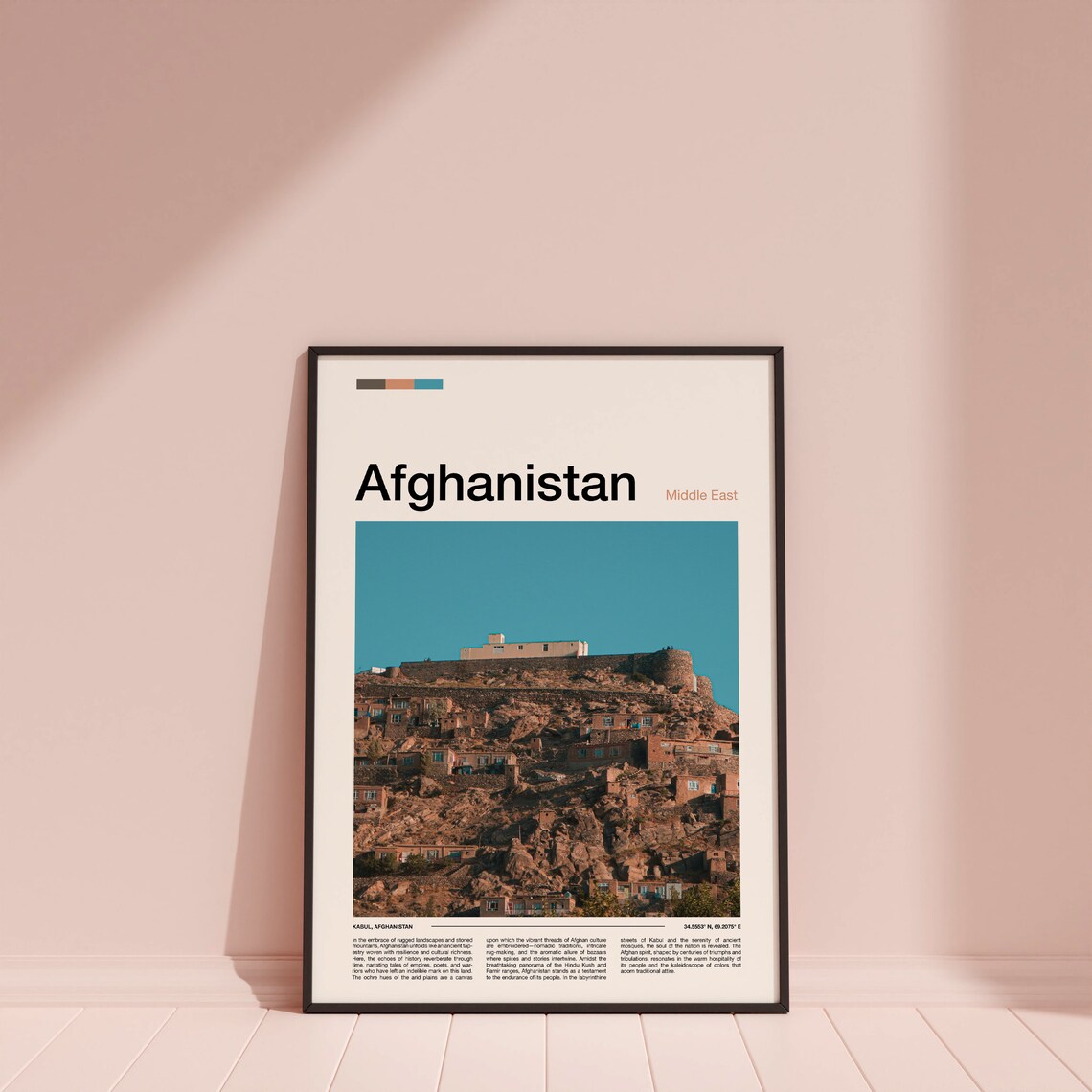 Afghanistan Kabul Hilltop Fortress Village Photography Travel Poster - Image 3