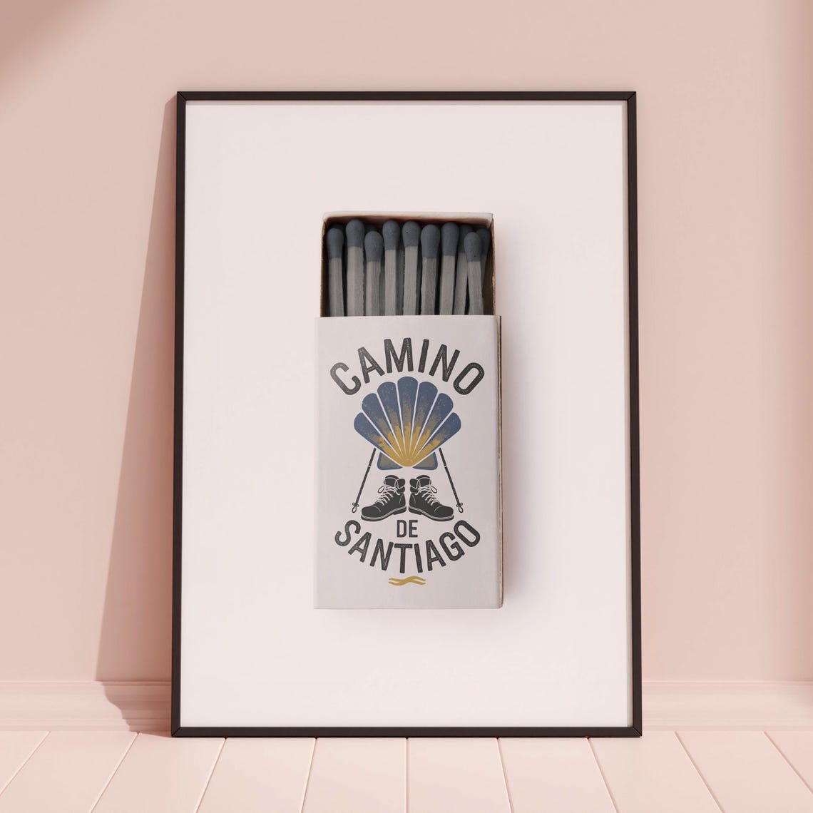Camino de Santiago Pilgrim Scallop Shell Boots Travel Poster - Image 3