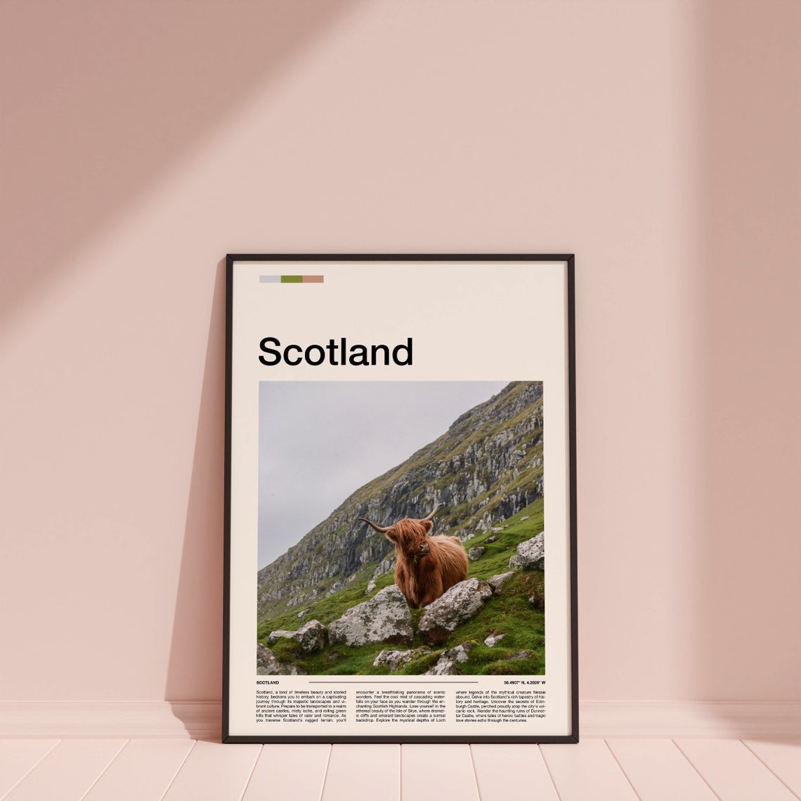 Scotland Highland Cow Rugged Mountain Valley Nature Photo Poster - Image 3
