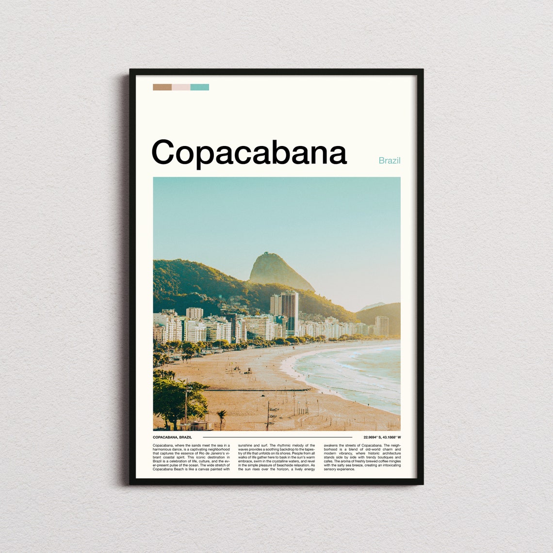 Copacabana Brazil Beachfront Skyline Dois Irmaos Ocean View Poster