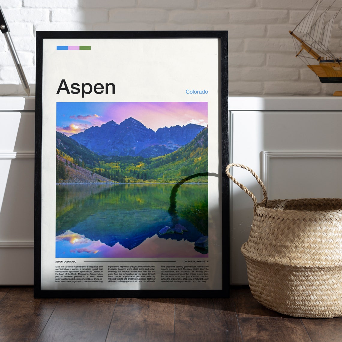 Aspen Colorado Maroon Bells Twin Peaks Sunset Lake Mirror Poster - Image 5