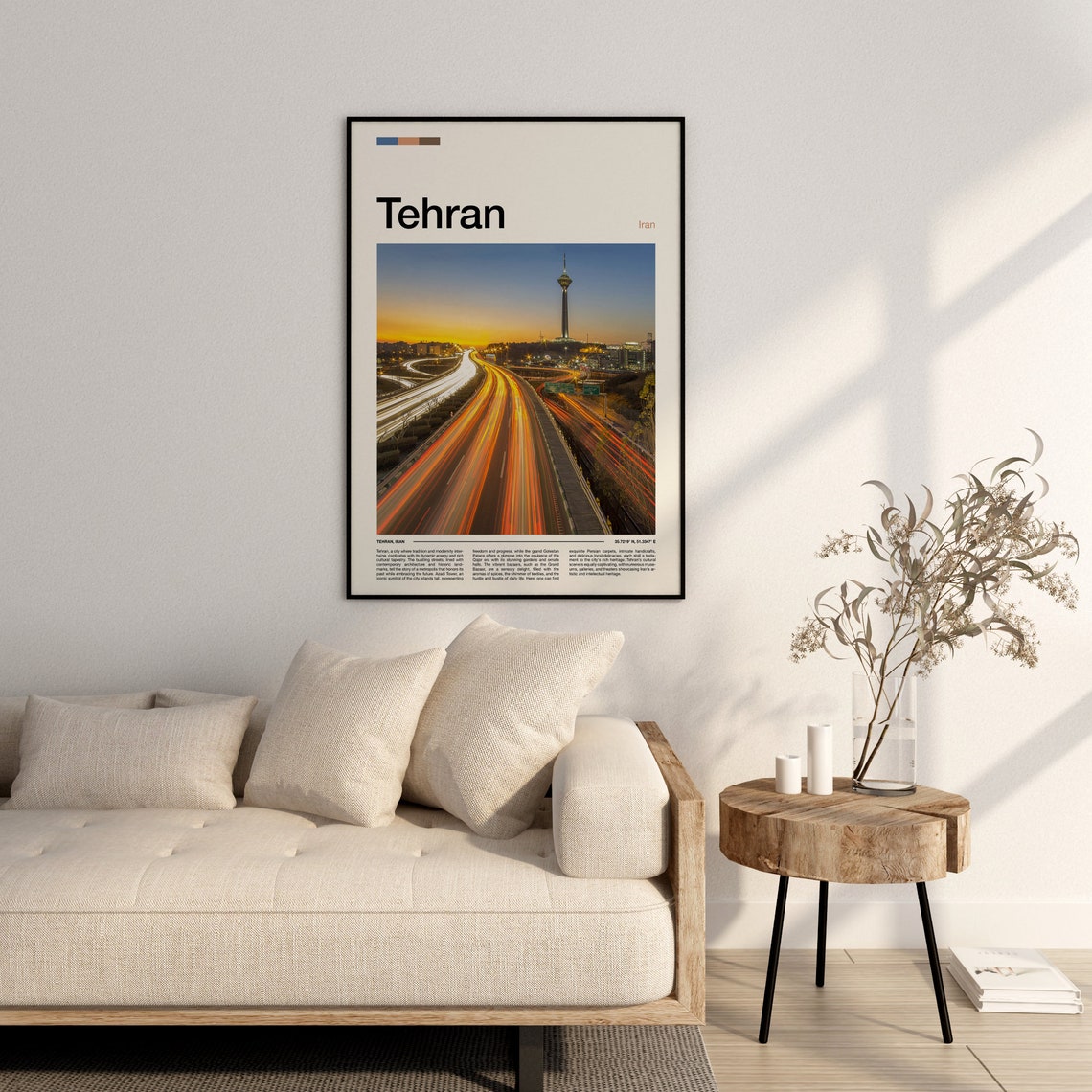 Tehran Iran Milad Tower Night Highway Light Trails Travel Poster - Image 3