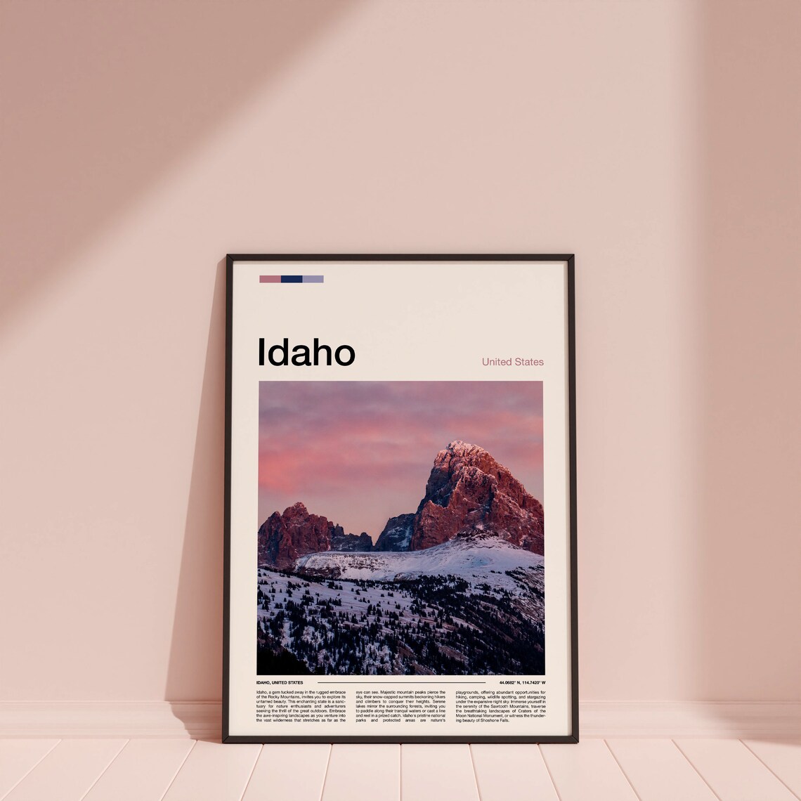 Idaho Scenic Snow Capped Rocky Mountain Peaks Winter Dusk Poster - Image 4