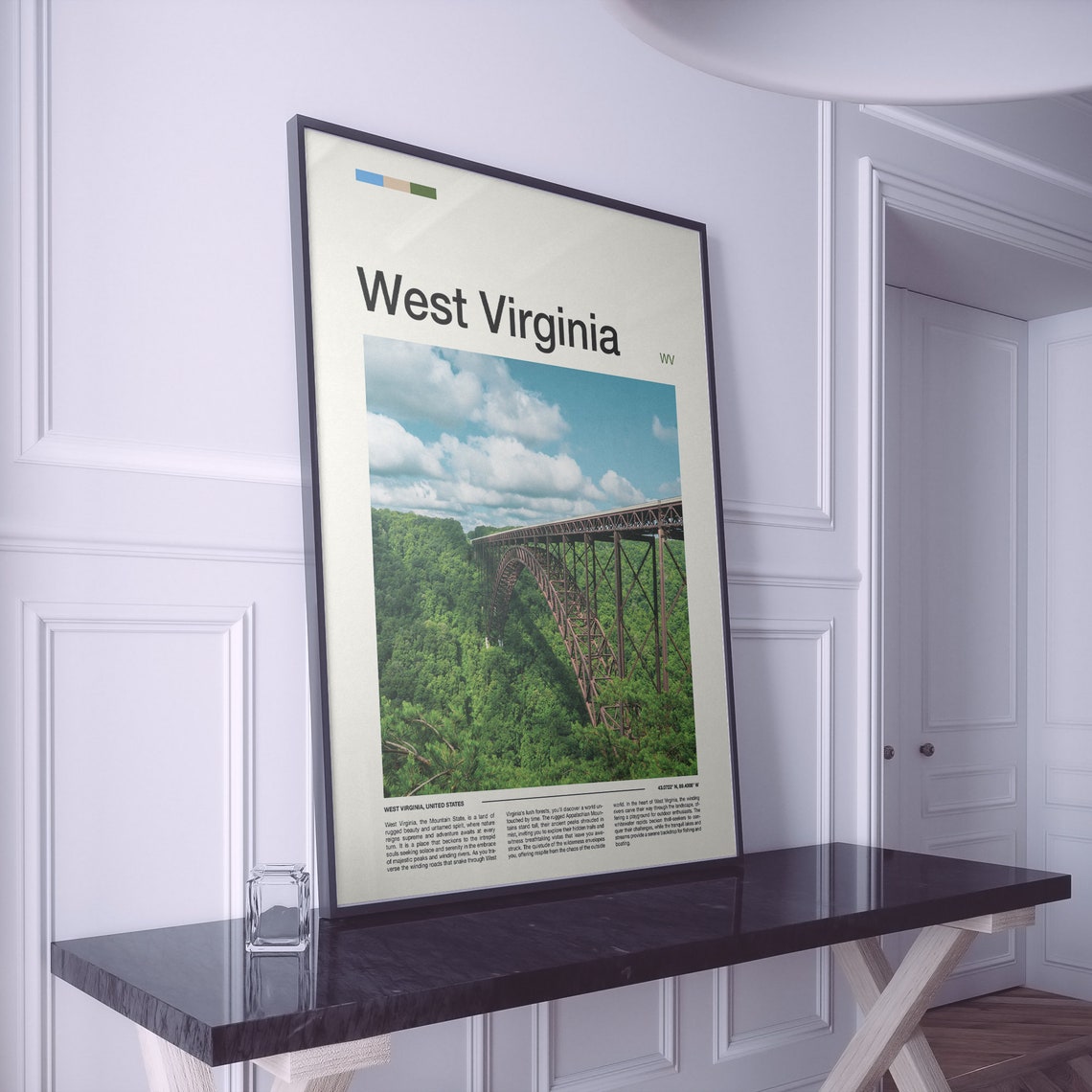 West Virginia Steel Arch Bridge Green Forest Gorge Travel Poster - Image 2