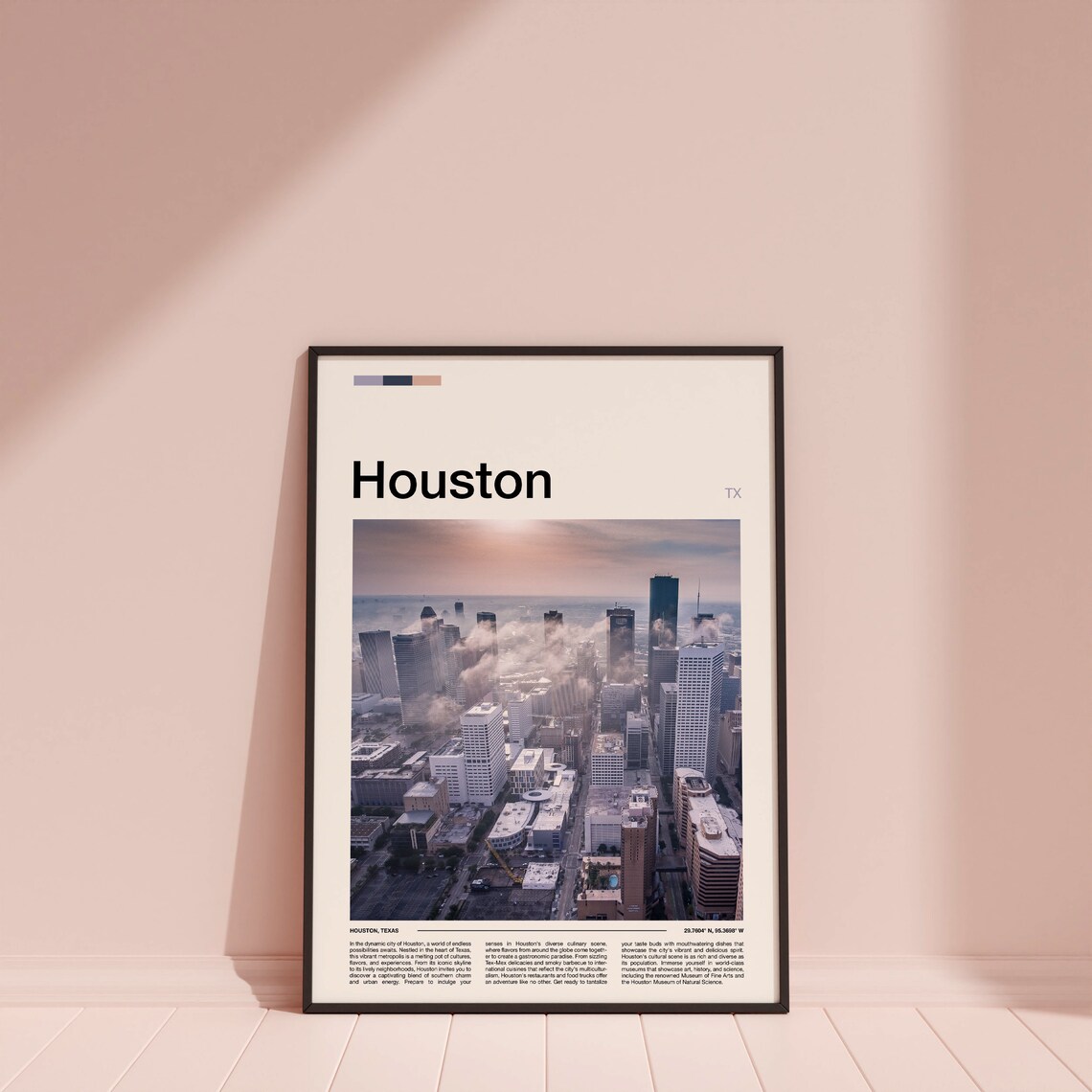 Houston Texas Foggy Downtown Aerial Photo Poster City Skyline - Image 4