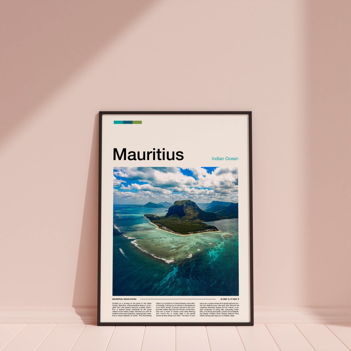 Mauritius Indian Ocean Aerial Lagoon Le Morne Mountain Poster - Image 4