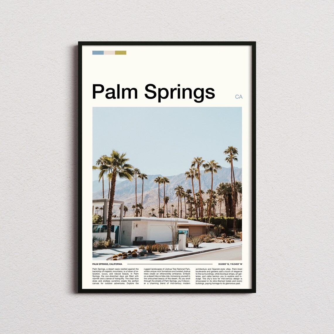 Palm Springs California Mid Century Desert Palm Trees Poster