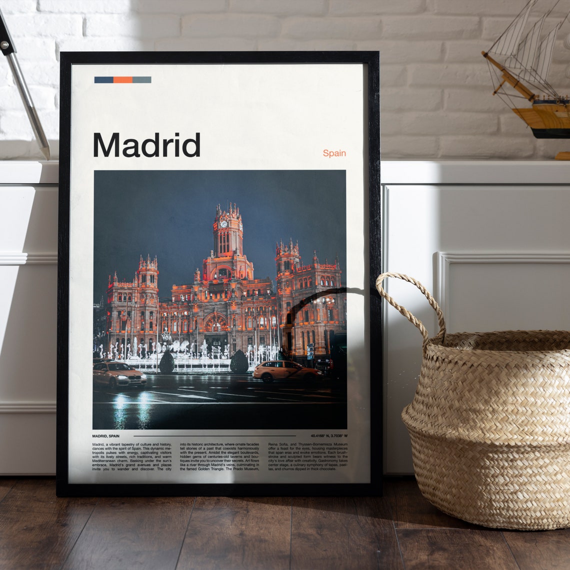 Madrid Spain Historic Cibeles Palace Night City Lights Poster - Image 4