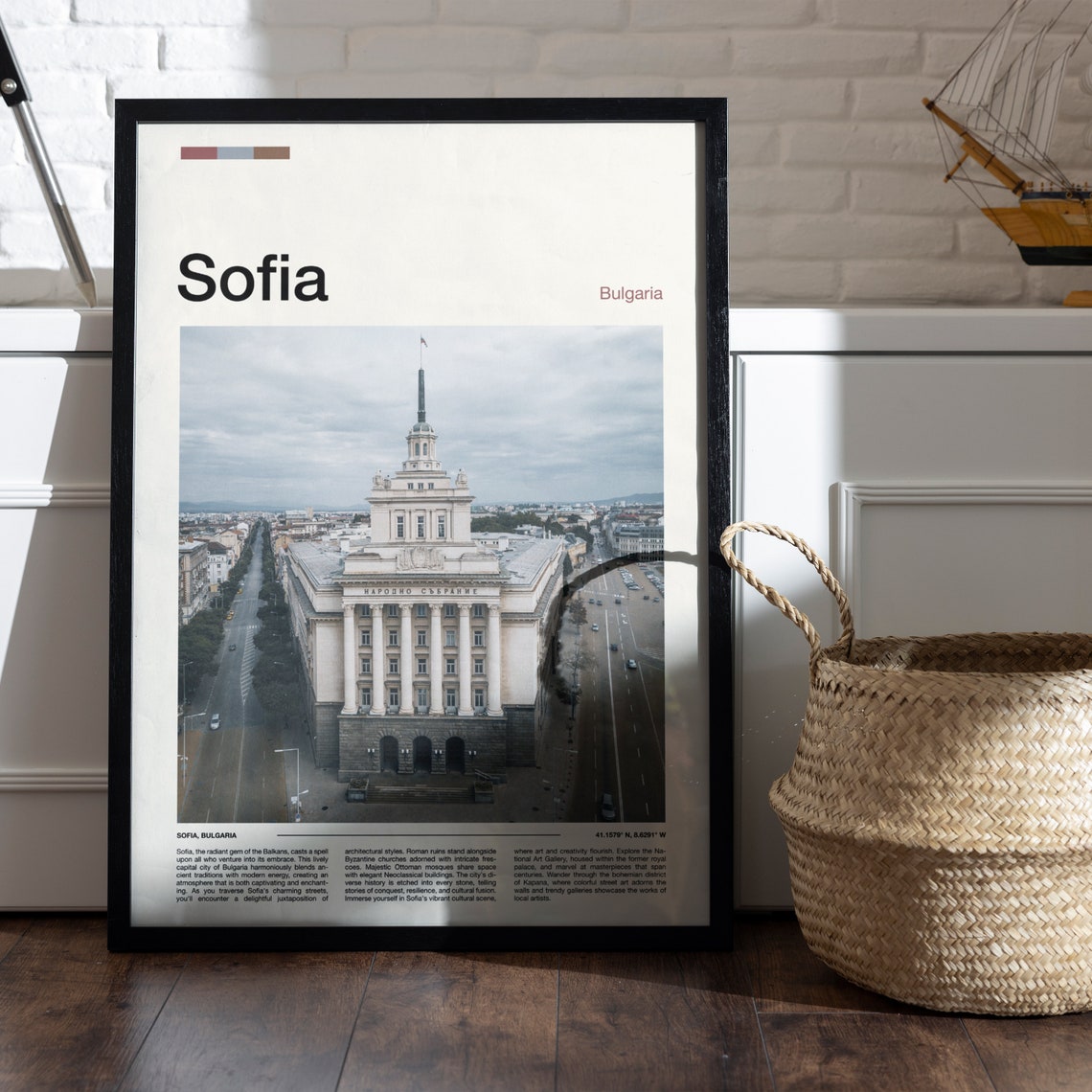 Sofia Bulgaria City Hall Aerial Historic Building Travel Poster - Image 5