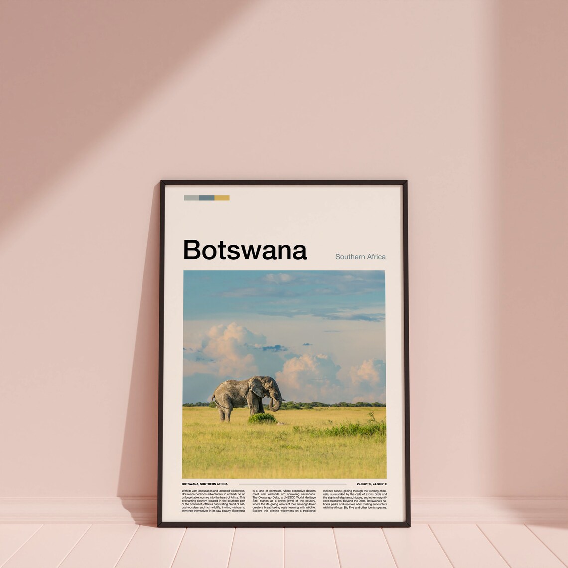 Botswana Elephant Safari Savannah Sunset Wildlife Photo Poster - Image 4
