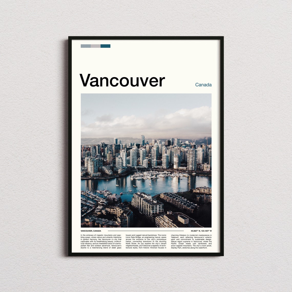 Vancouver Canada Downtown Skyline Harbor Marina Aerial Poster