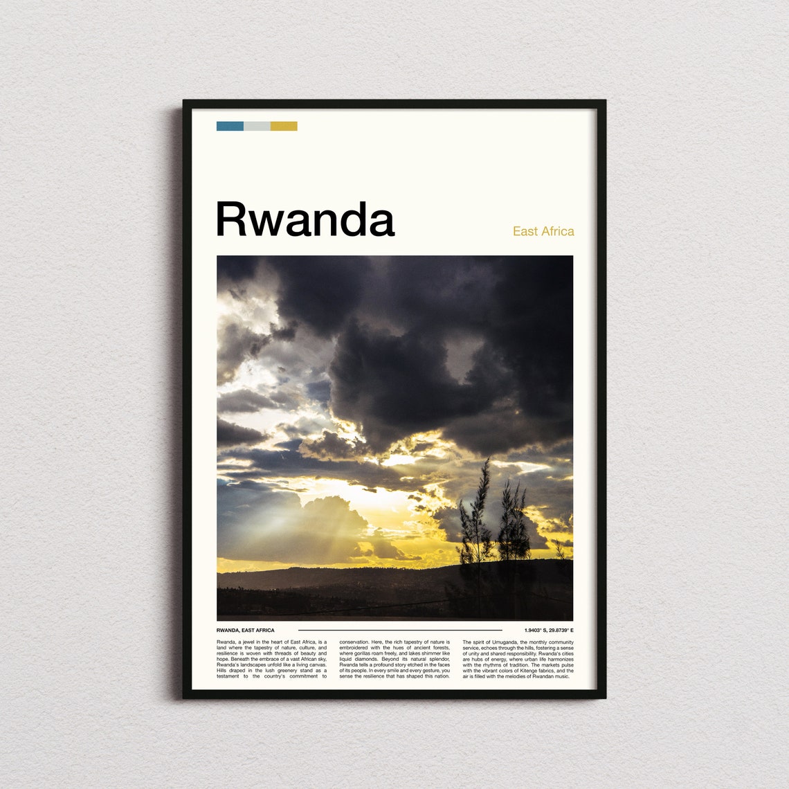 Rwanda East Africa Dramatic Sunset Storm Clouds Landscape Poster