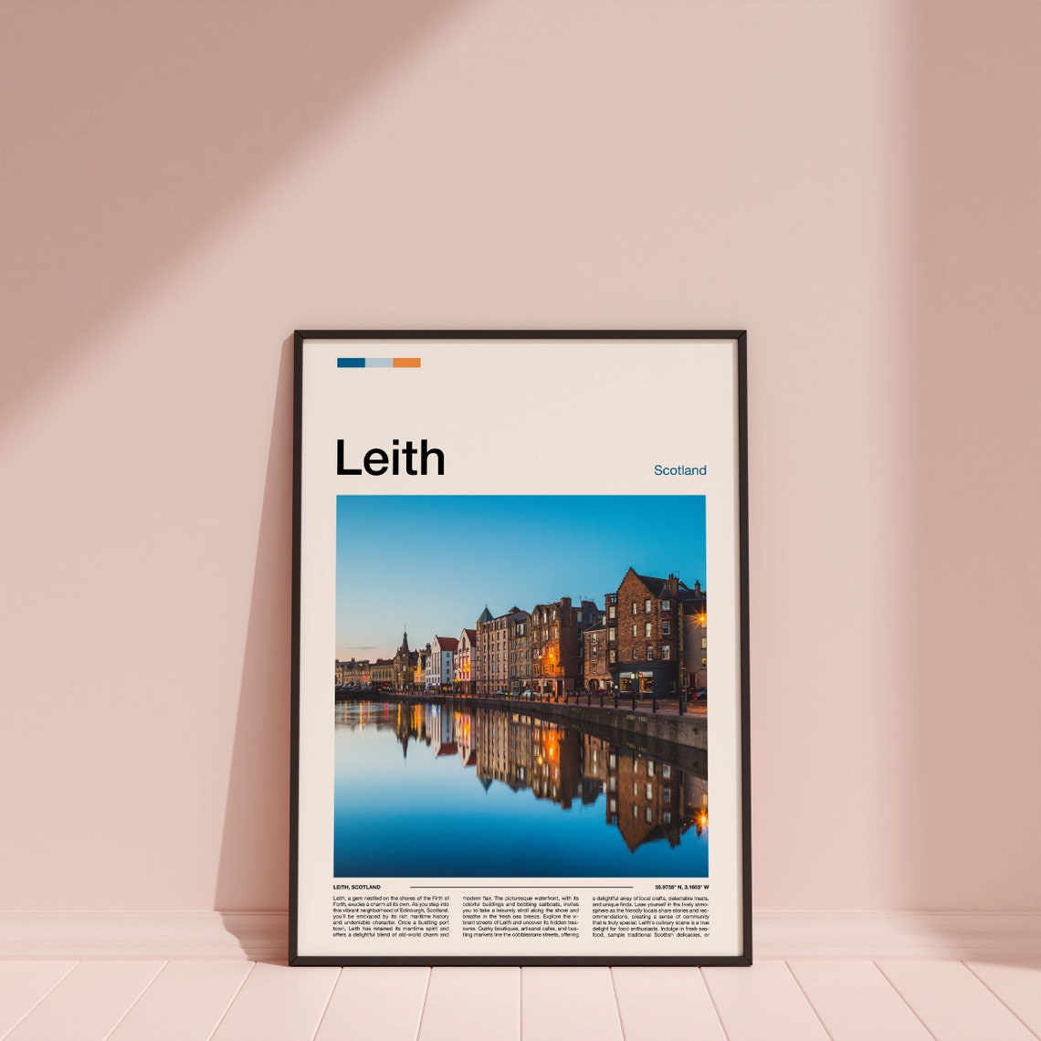 Leith Scotland Waterfront Reflections Harbor Sunset Cityscape Poster - Image 3