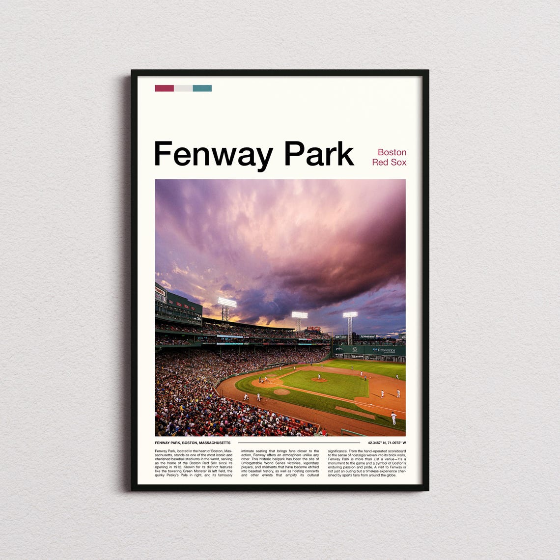 Fenway Park Boston Red Sox Baseball Stadium Dusk Sky Photo Poster