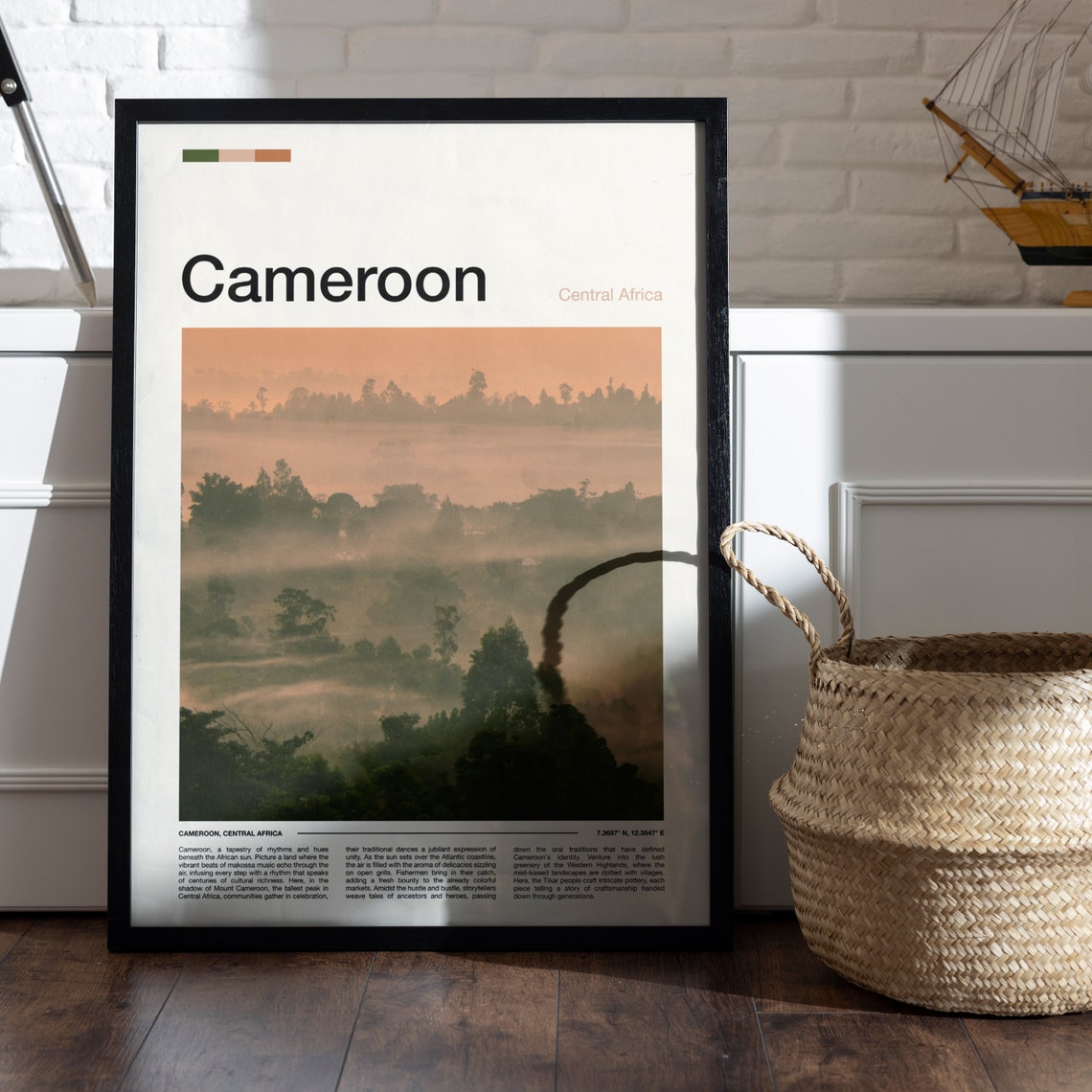 Cameroon Central Africa Misty Forest Sunrise Minimalist Travel Poster - Image 4