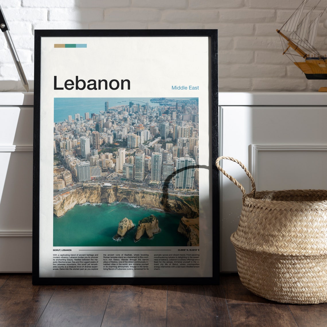 Lebanon Beirut Coastal City Cliffs Turquoise Sea View Poster - Image 5