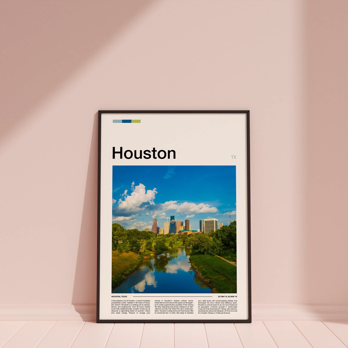 Houston Texas Skyline Bayou Daylight Photo Poster City Artwork - Image 4