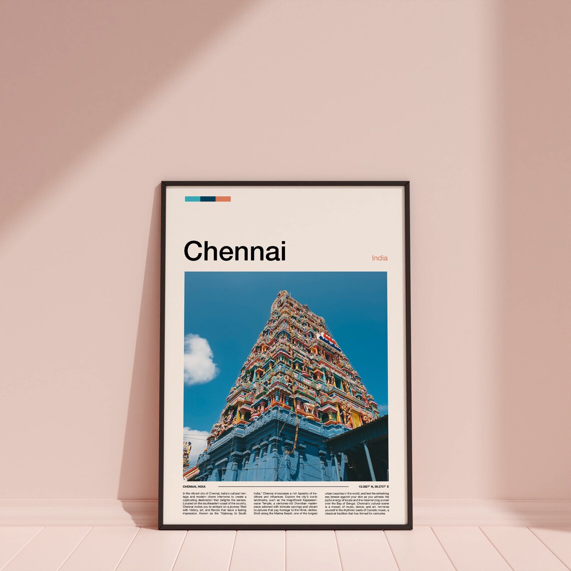 Chennai India Colorful Temple Gopuram Tower Travel Photo Poster - Image 3