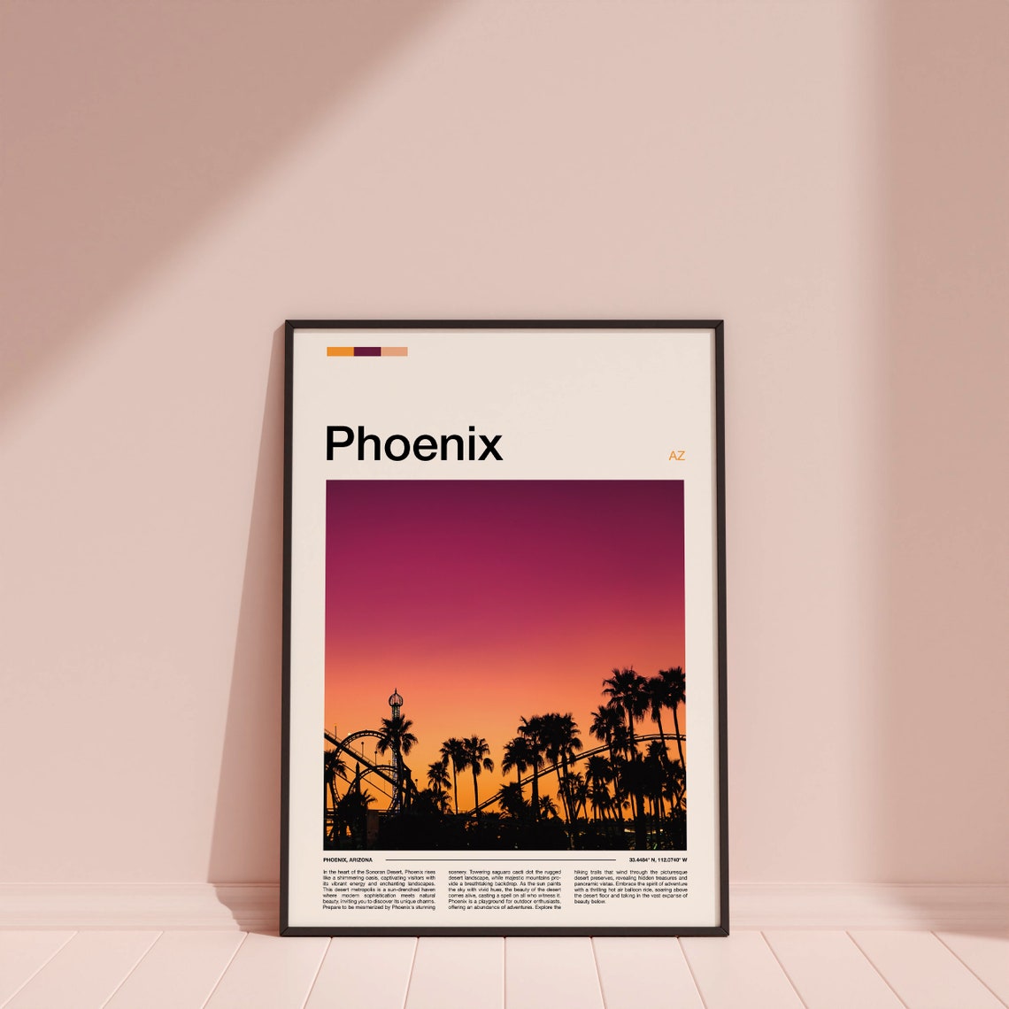 Phoenix Arizona Roller Coaster Sunset Silhouette Travel Poster - Image 4