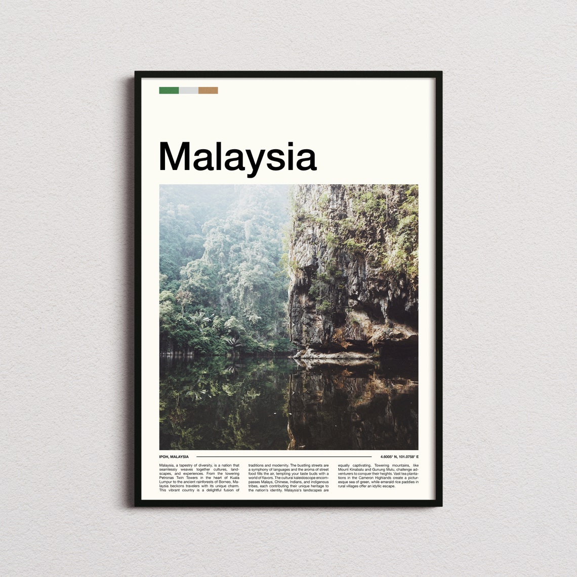 Malaysia Ipoh Jungle Gorge Mirror Water Tropical Forest Poster