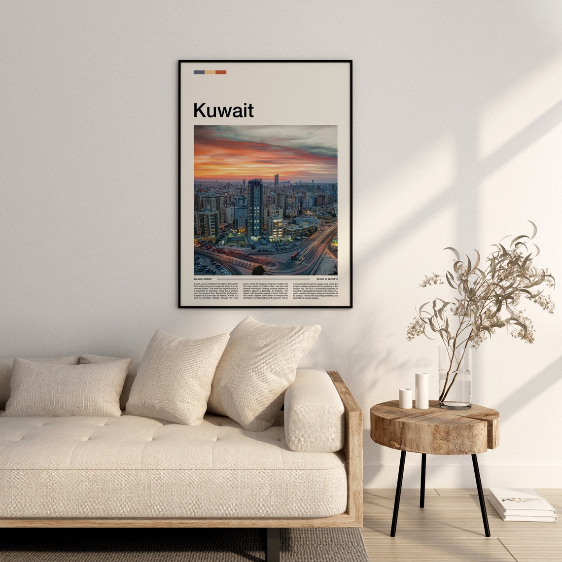 Salmiya Kuwait City Skyline at Sunset Minimalist Travel Poster - Image 3