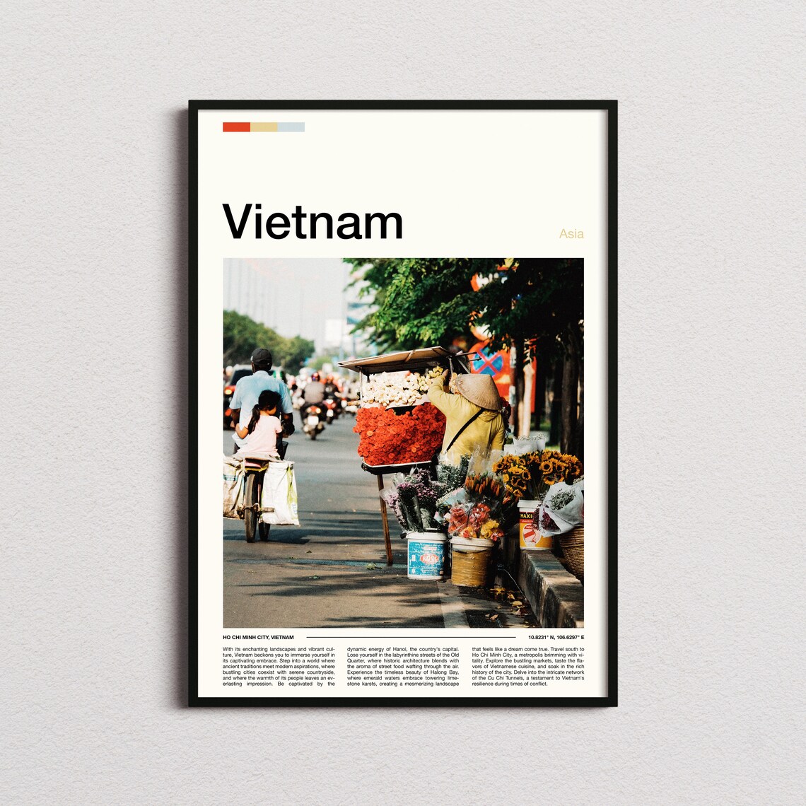 Vietnam Ho Chi Minh City Street Flower Vendor Vibrant Scene Poster
