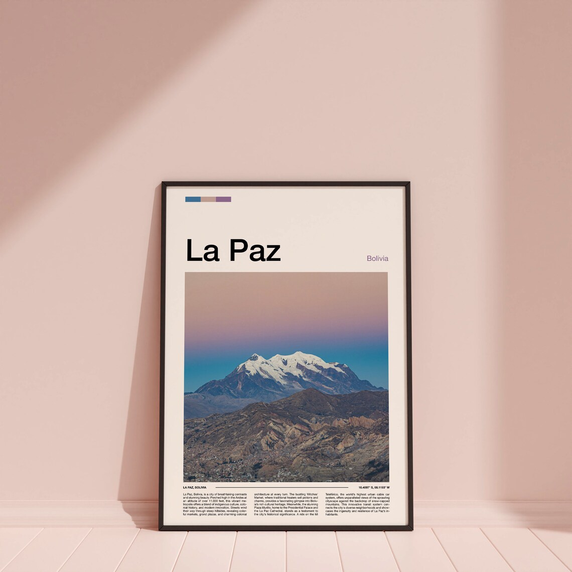 La Paz Bolivia Illimani Snow Peak Andes Cityscape Mountain Poster - Image 5