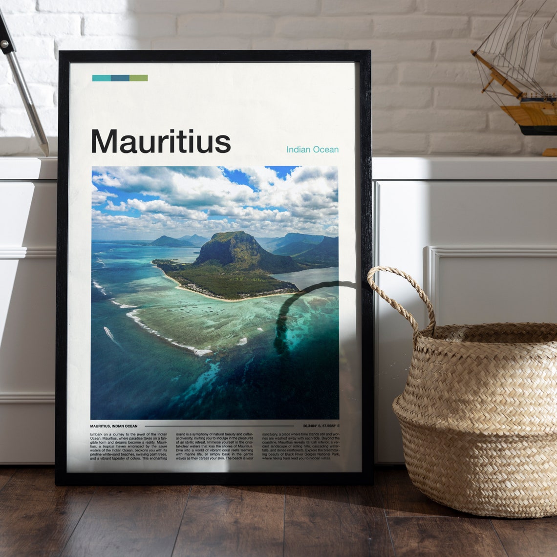 Mauritius Indian Ocean Aerial Lagoon Le Morne Mountain Poster - Image 5