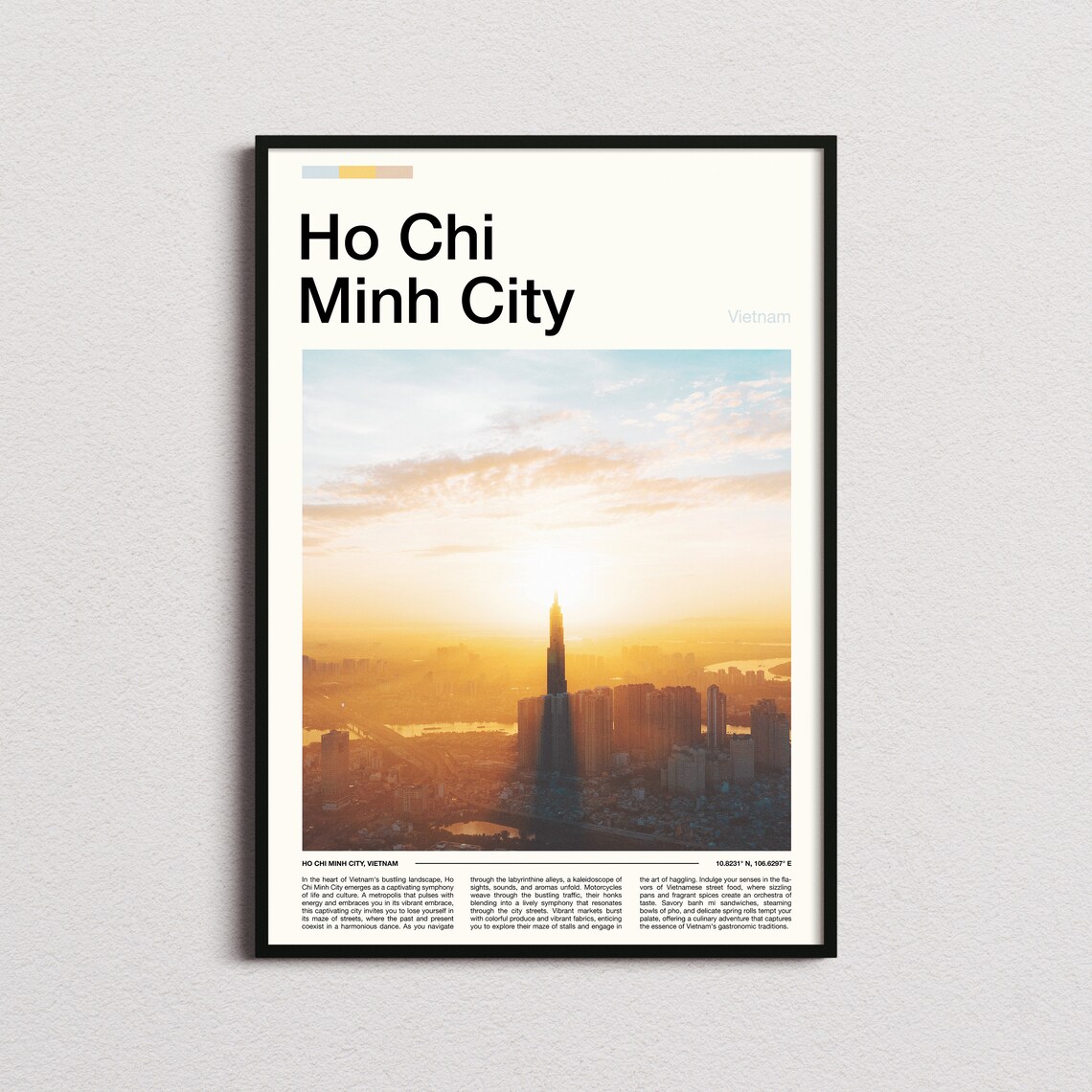 Ho Chi Minh City Vietnam Sunrise Skyline Golden Urban Poster