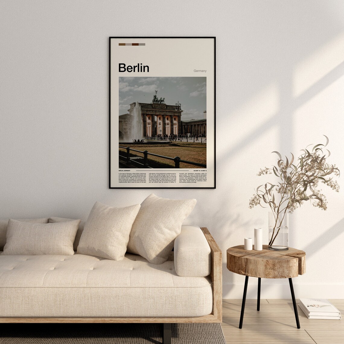 Berlin Germany Brandenburg Gate Quadriga Fountain Square Scene Poster - Image 3
