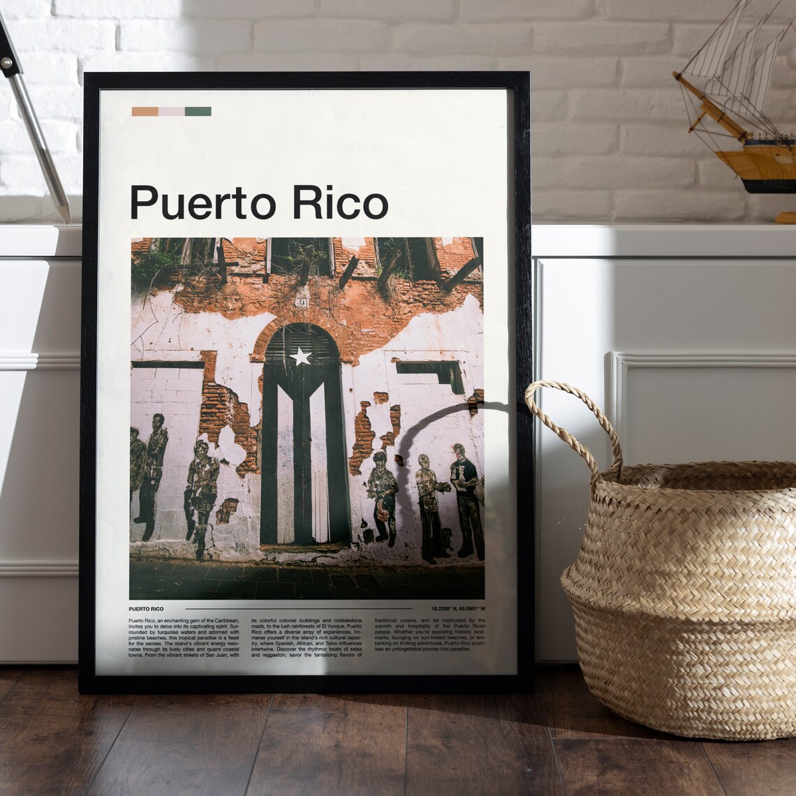 Puerto Rico San Juan Colorful Street Mural Flag Art Travel Poster - Image 4