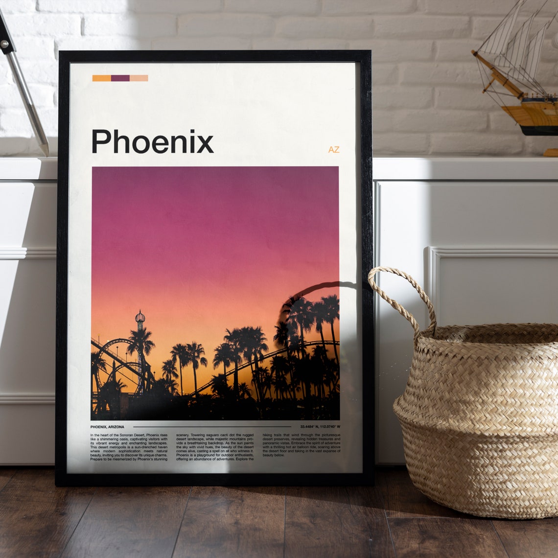 Phoenix Arizona Roller Coaster Sunset Silhouette Travel Poster - Image 5