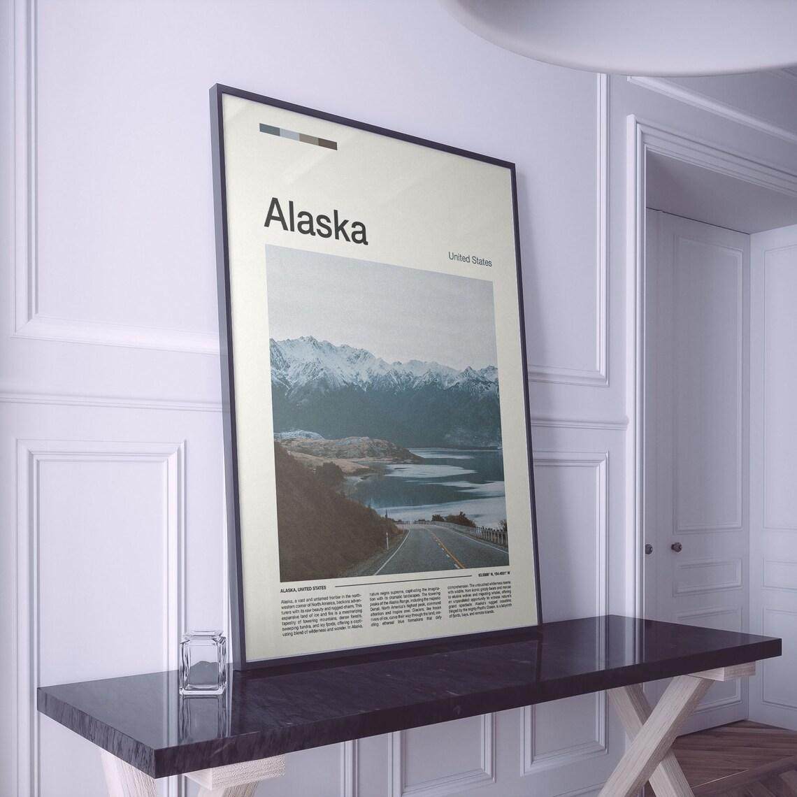 Alaska Mountain Range Snow Peaks Road Lake Scenic Drive Poster - Image 2