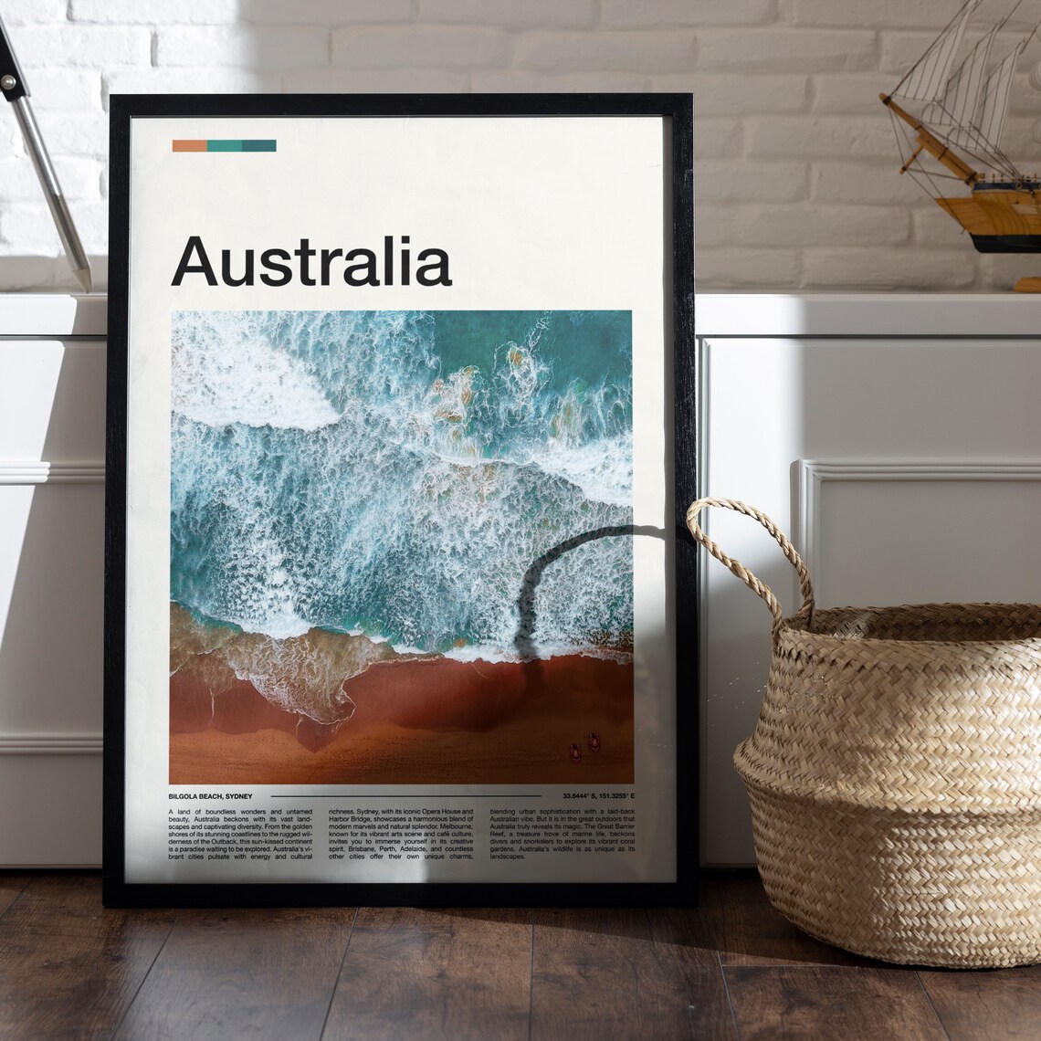 Australia Sydney Bilgola Beach Ocean Waves Aerial Travel Poster - Image 4