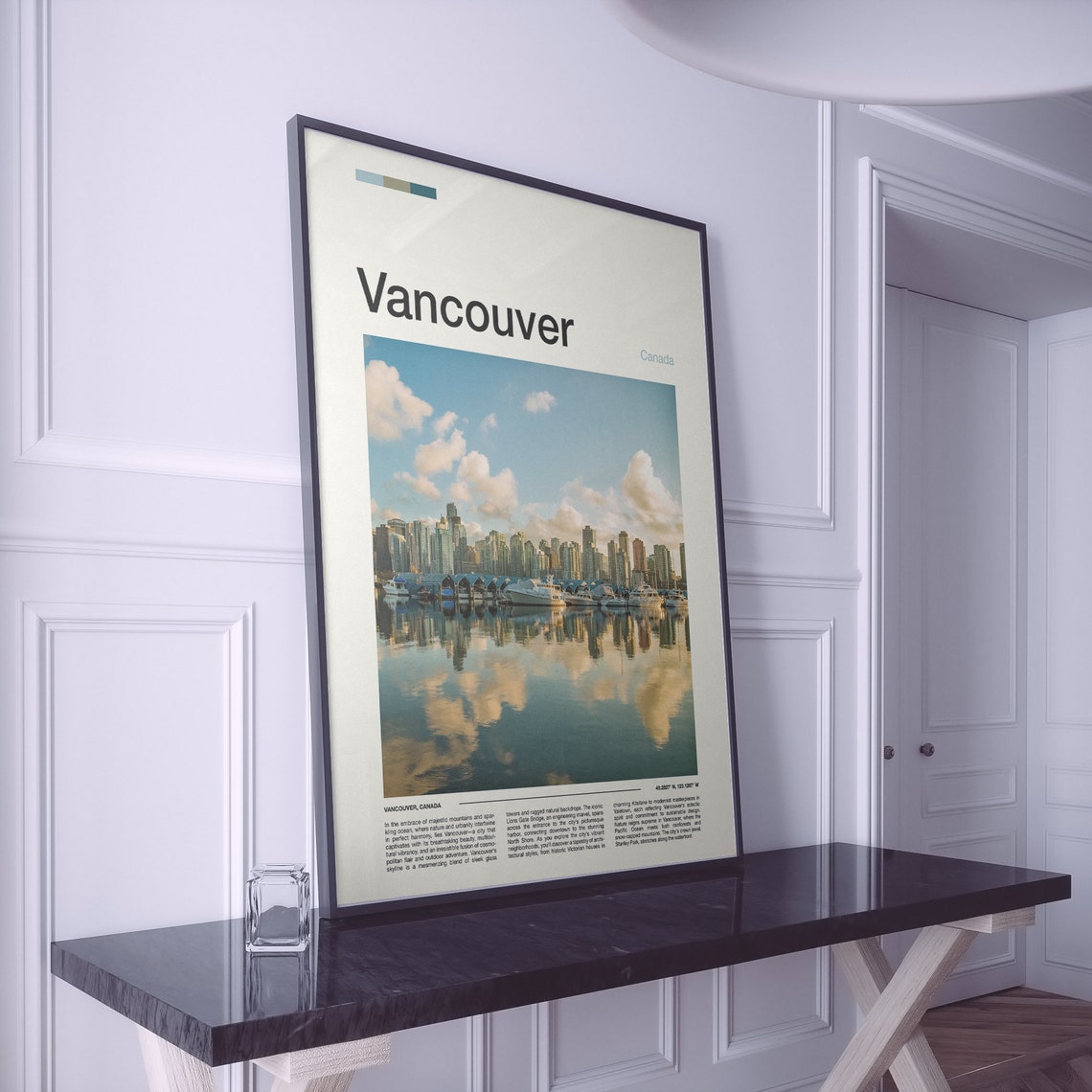 Vancouver Canada Skyline Marina Harbor Water Reflection Poster - Image 2