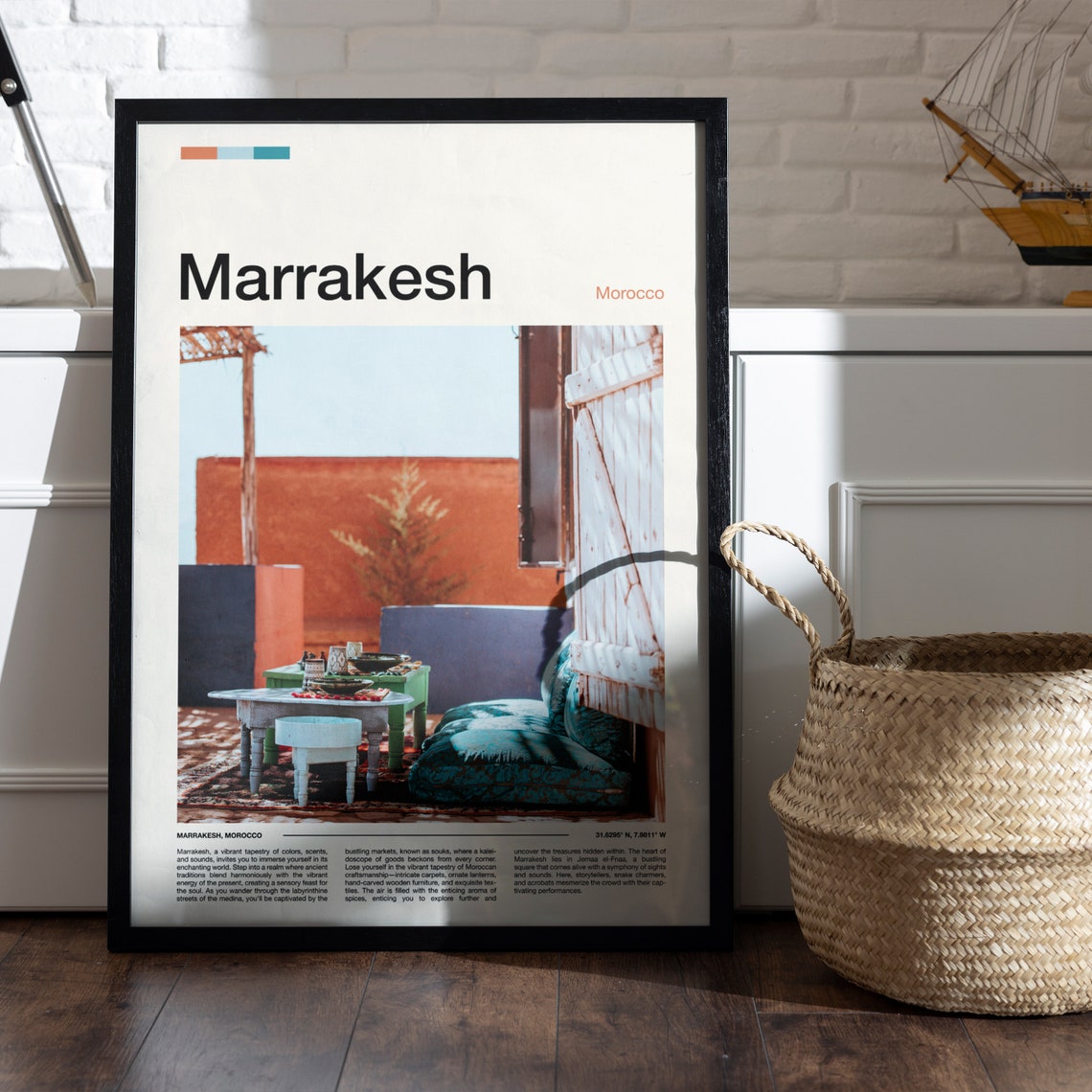 Marrakesh Morocco Rooftop Terrace Colorful Lounge Decor Poster - Image 4