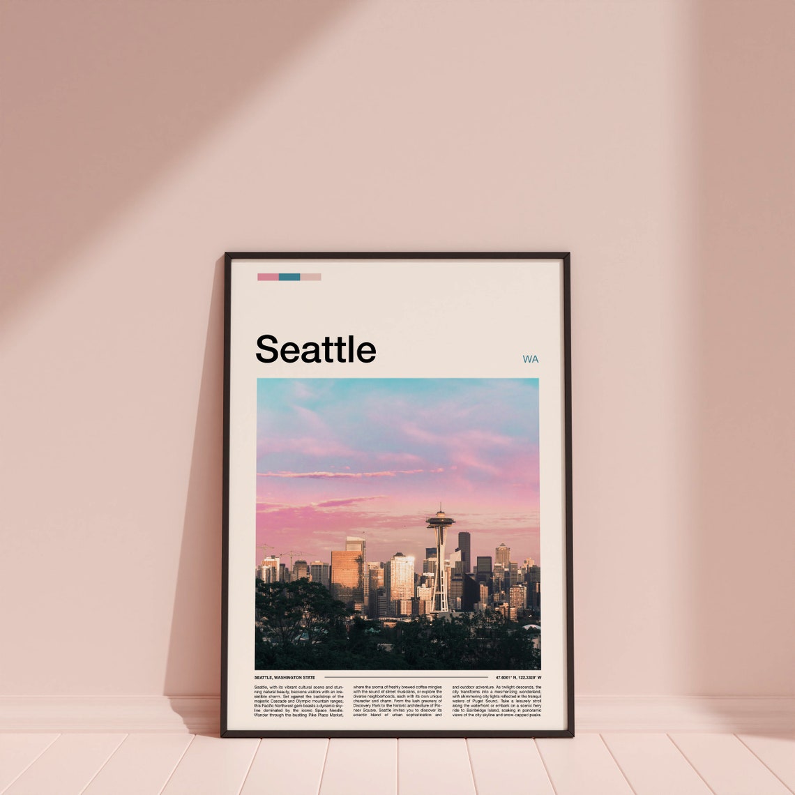 Seattle Space Needle Sunrise Skyline Washington State Poster - Image 4
