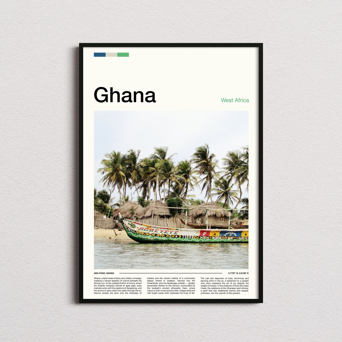 Ghana Ada Foah Painted Fishing Canoe Beach Village Photography Poster