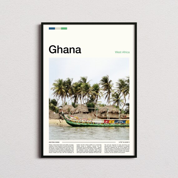 Ghana Ada Foah Painted Fishing Canoe Beach Village Photography Poster