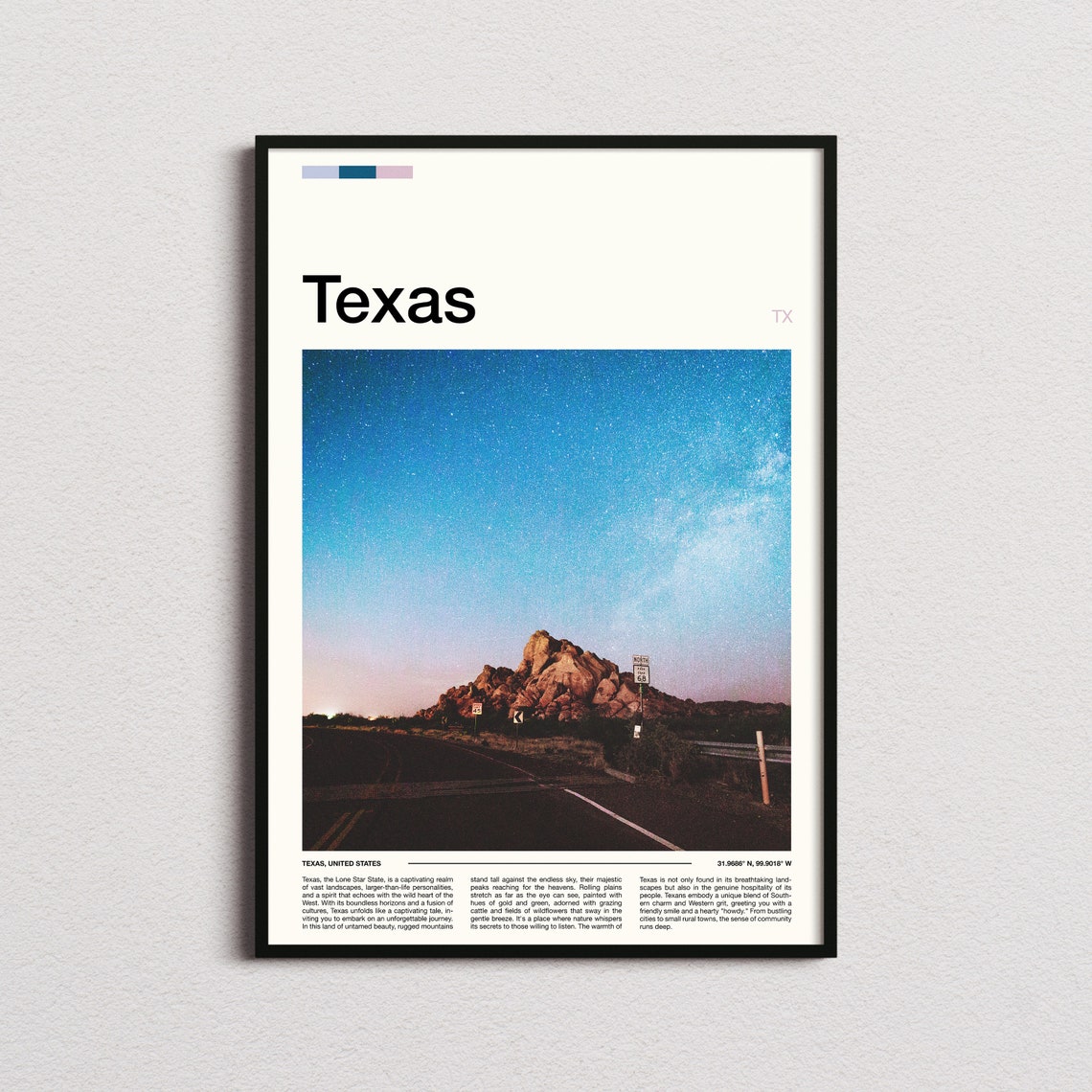 Texas Desert Night Stars Rocky Road Highway Stargazing Poster