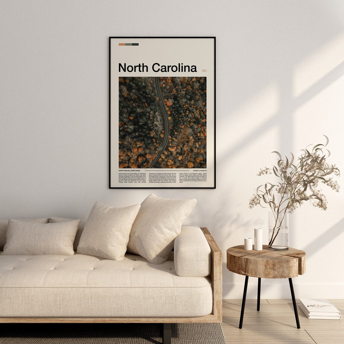 North Carolina Autumn Forest Winding Road Aerial Fall Photo Poster - Image 3